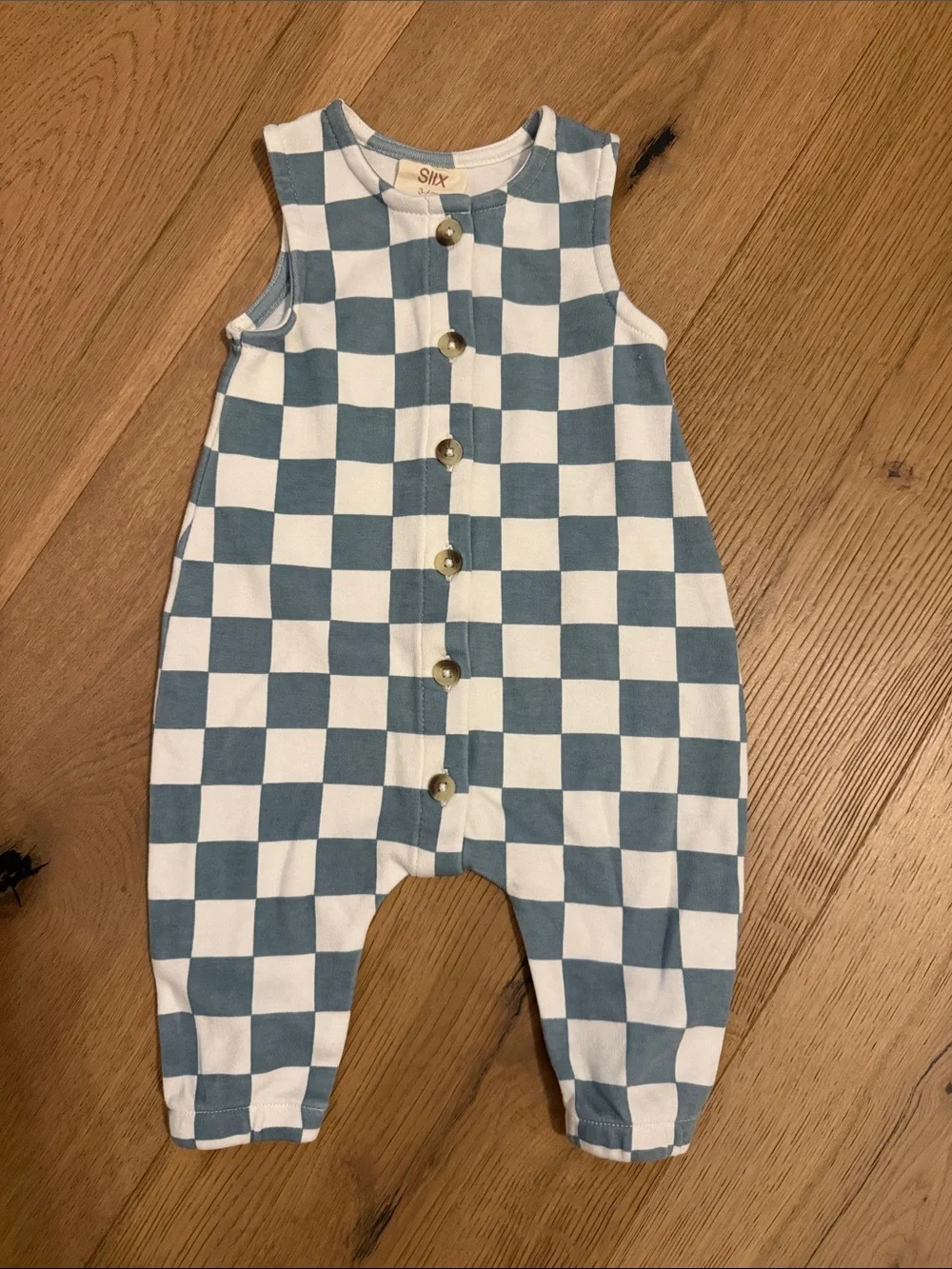 SIIX Baby Boy Blue & White Checkered Baby Romper